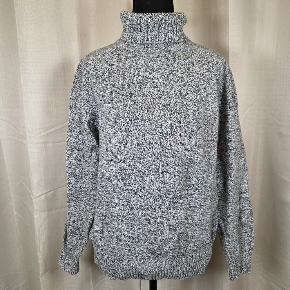 Karen Scott Gray Marled Cotton Turtleneck Sweater Size L